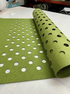 Laser-Cut EcoFelt Panel with Precision-Cut Circles in Grid Pattern