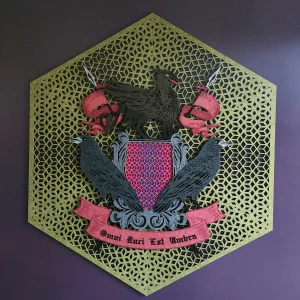 Massive 50 inch wide laser cut felt crest made from EcoRigid.