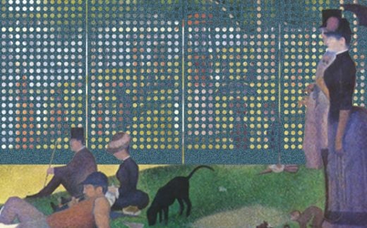 Georges Seurat  A Sunday Afternoon on the Island of La Grande Jatte, 1884–86, oil on canvas with Circles M, Jolly Jade Laser Felt Eco panels